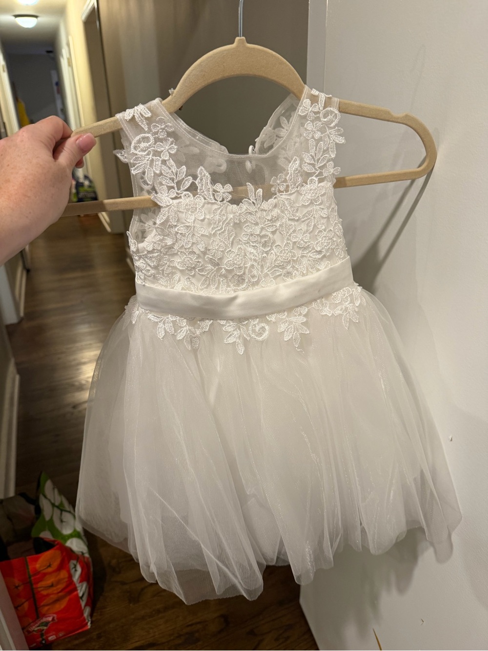 Azazie White Floral Lace Tulle Dress for Girls